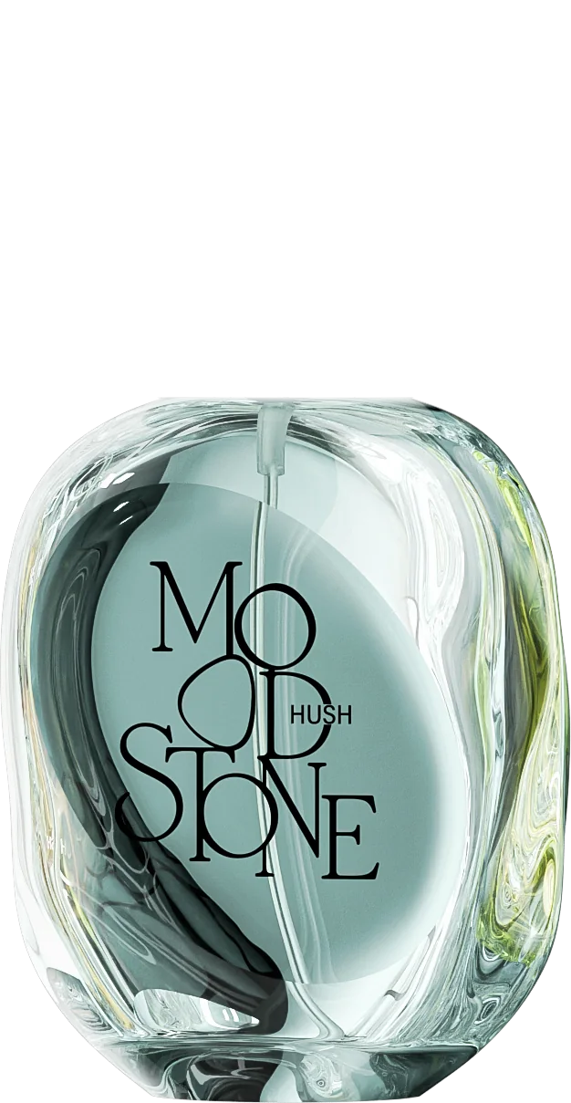 MOOD//STONE 50 ml glass bottle in HUSH Blue Jewel